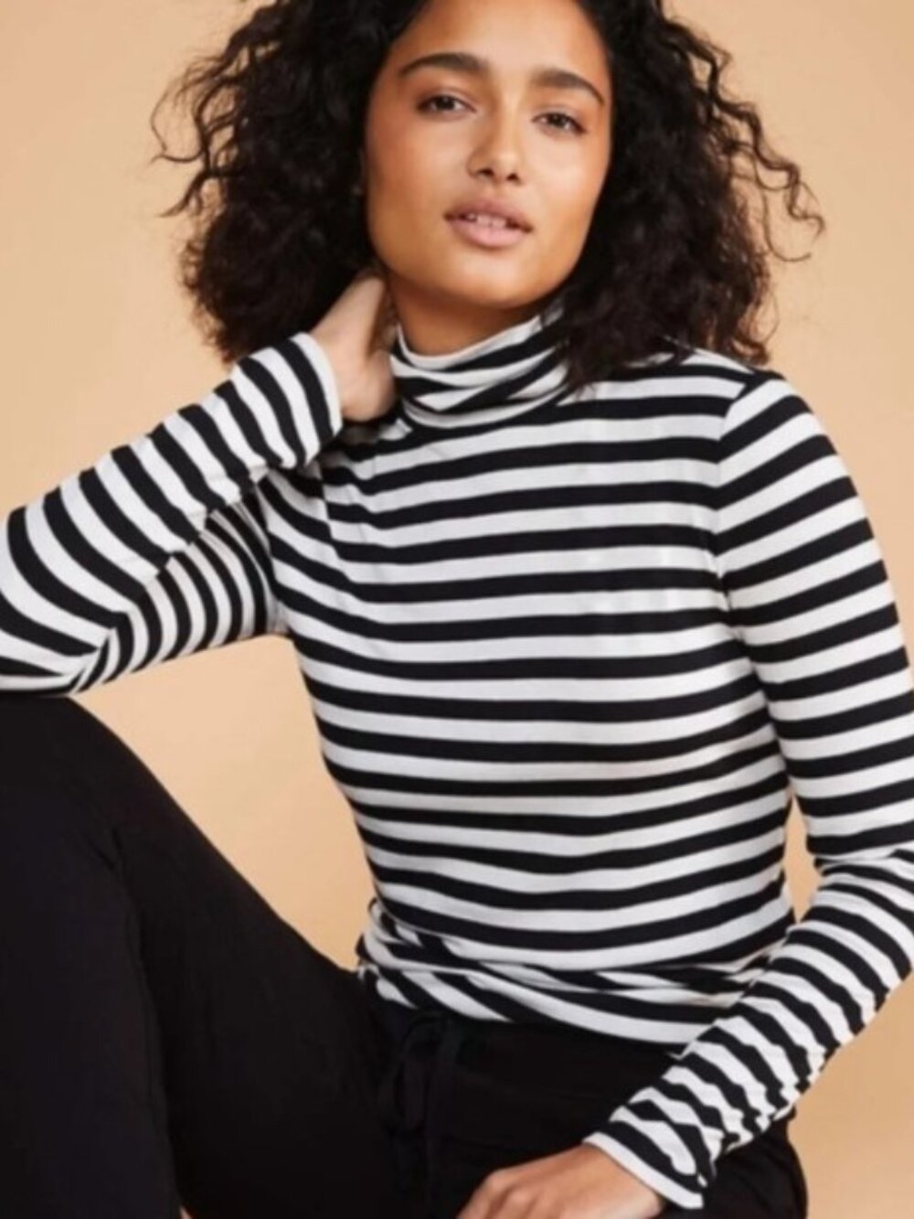 NWT Lou & Grey Striped Softened Jersey Modal Turtleneck
